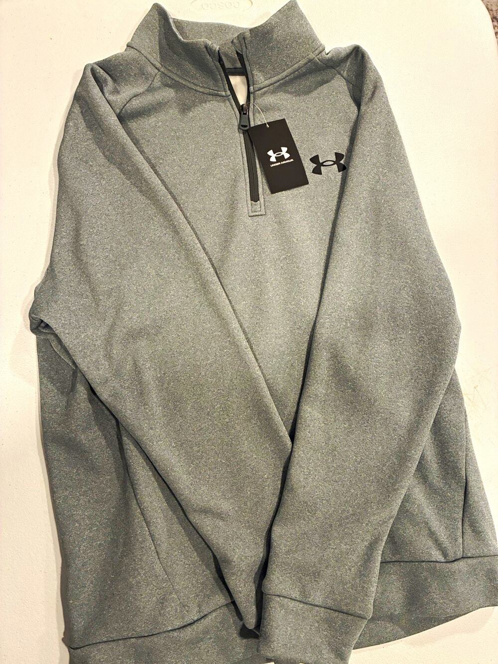 Under Armour Men's Gray Fleece 1/4 Zip Pullover Sweatshirt Loose Fit Size M